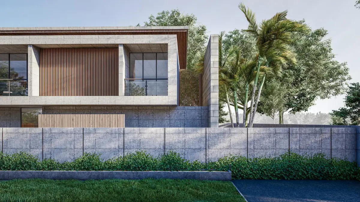 Pagar Tembok Minimalis Berpadu Tanaman